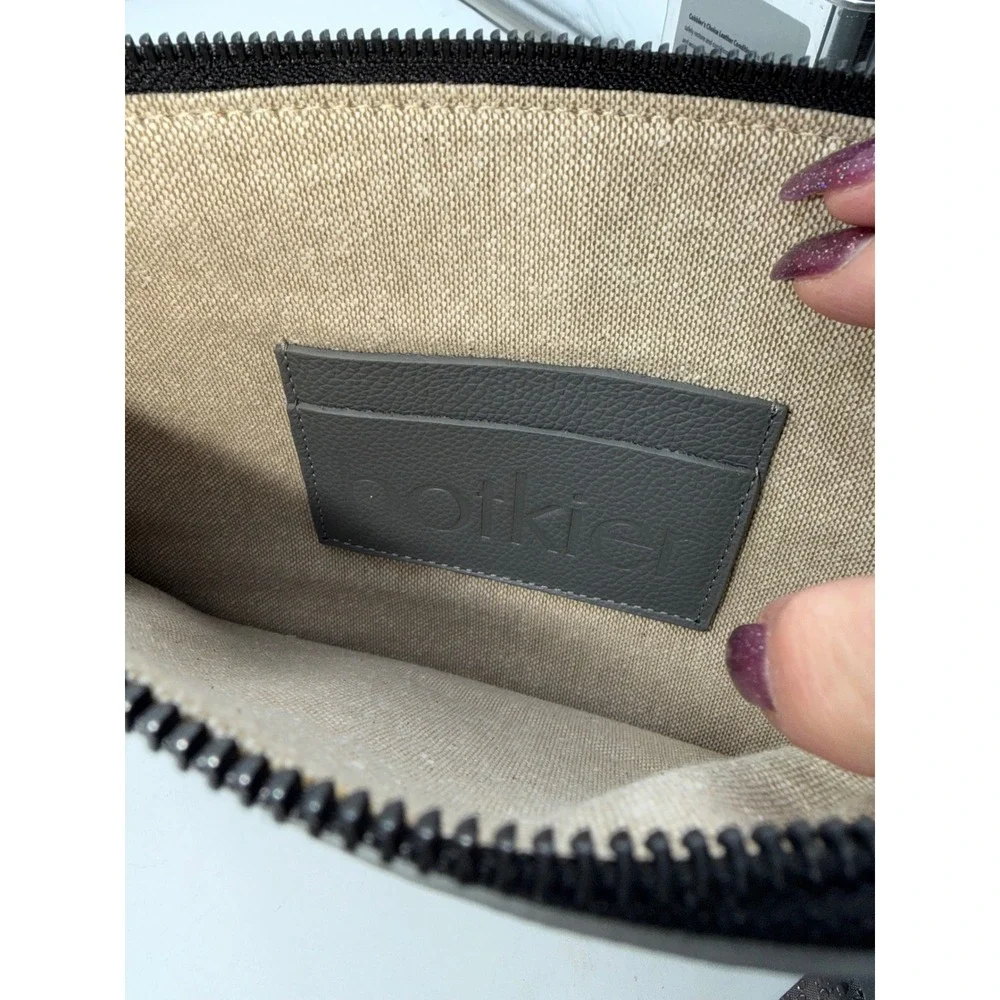 Botkier New York Grey Pebbled Leather Wristlet Clutch Bag Gunmetal Hardware